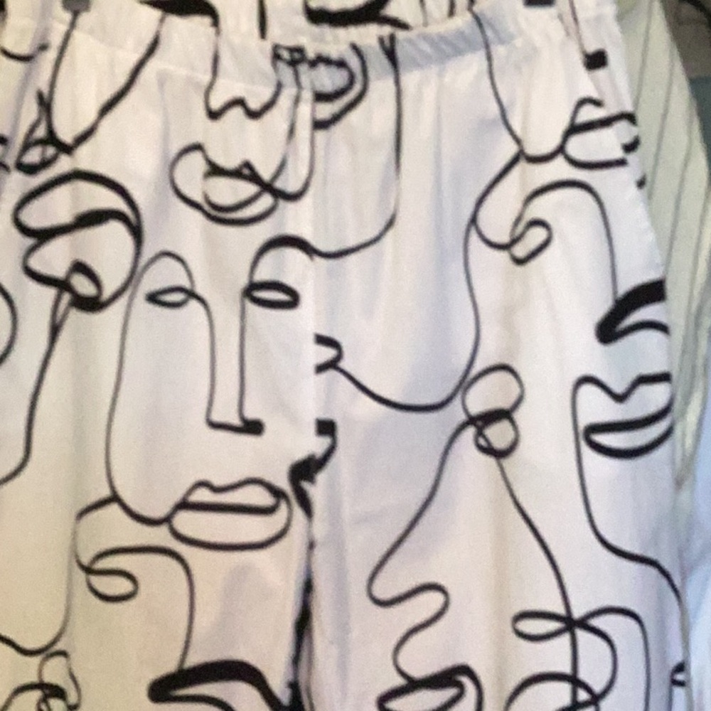 Abstract Face Print Pants